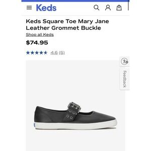 $74.95 Keds Square Toe Mary Jane Leather Grommet Buckle (worn once)